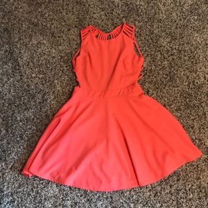 Coral semi backless dress